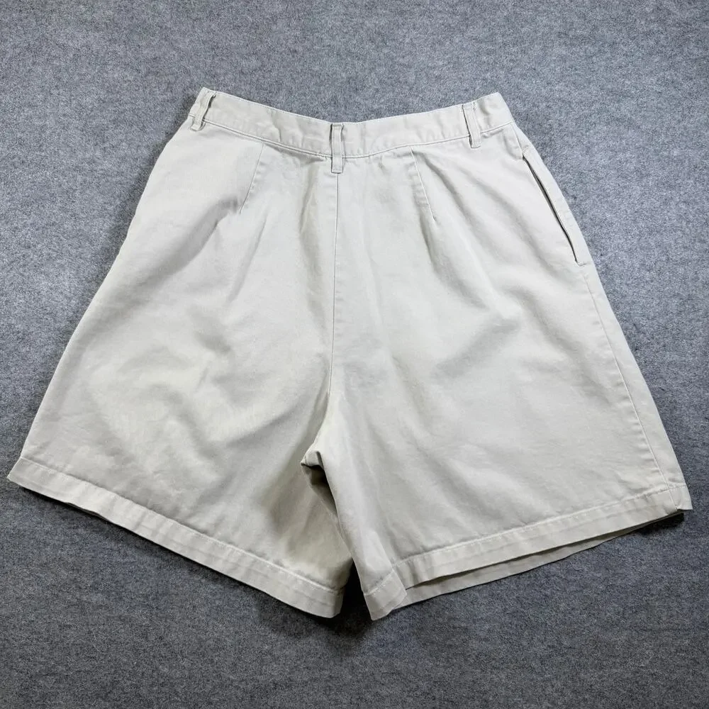 Vintage Ralph Lauren Sport Chino Shorts Mens 14 Khaki Pleated Front Pony Logo